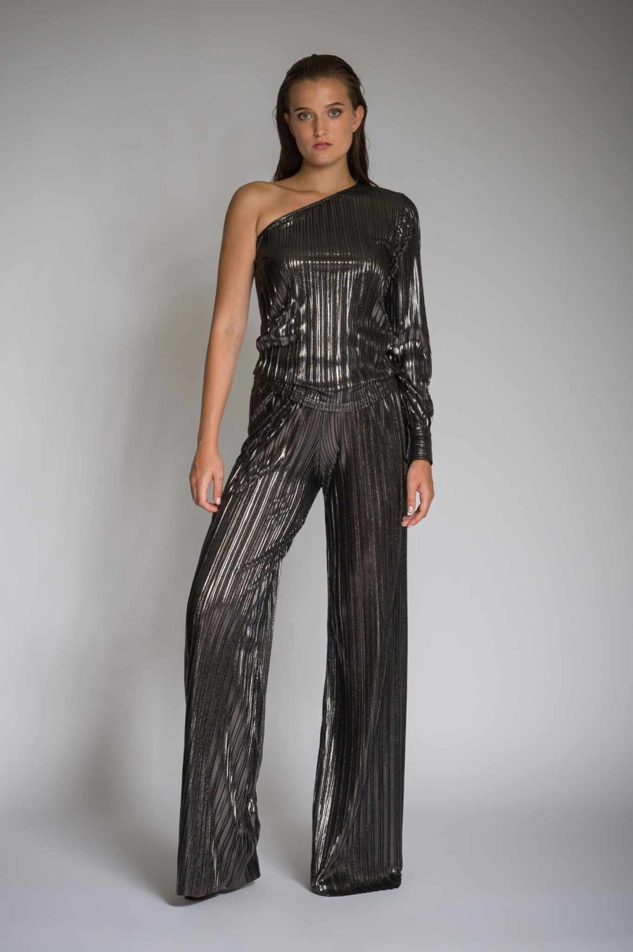 One-Shoulder Pleated Top