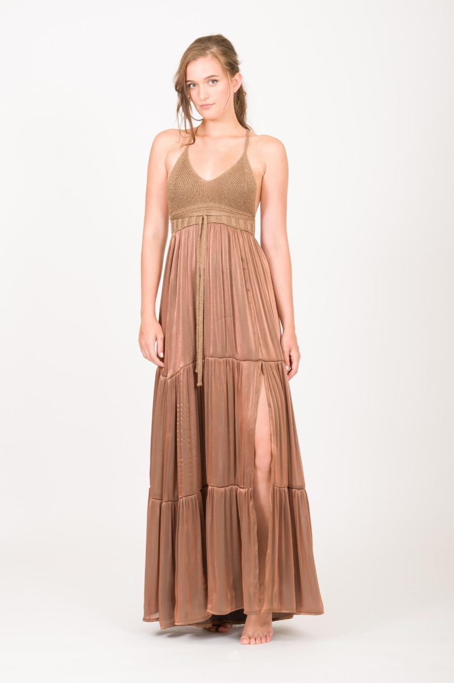 Maxi Dress With Knit Corsage