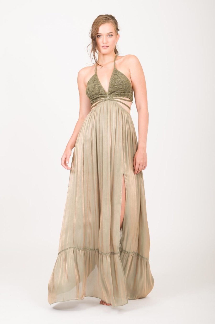 Maxi Dress With Knit Corsage