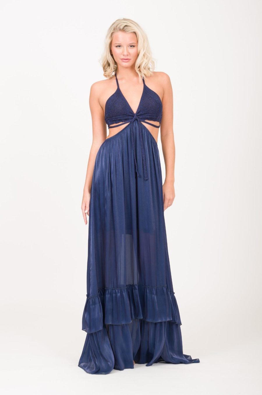 Maxi Dress With Knit Corsage