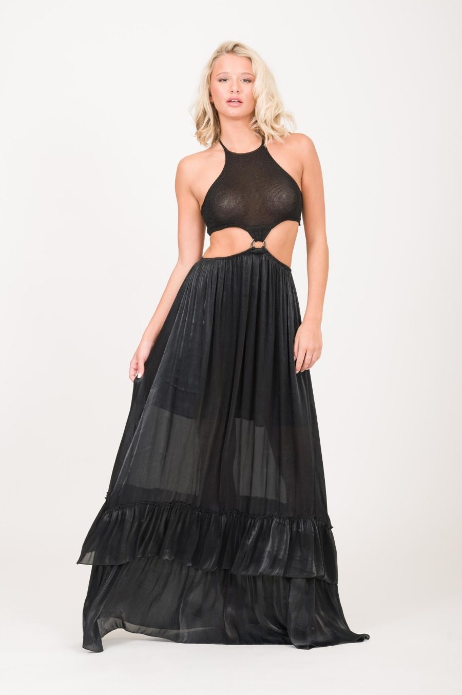 Maxi Dress With Knit Corsage